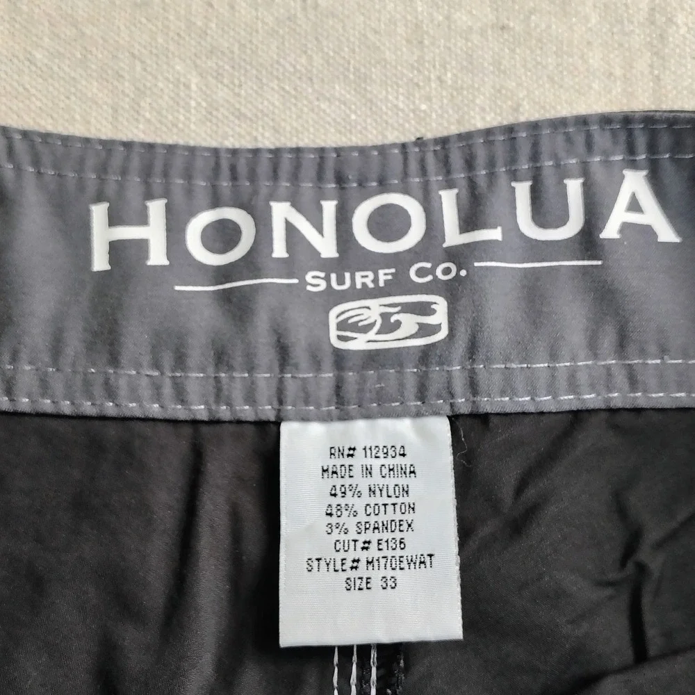 Honolua Surf Co Mens SZ 33 Board Shorts Brown Nylon Blend Surfcore Cargo